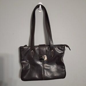 dark brown Y2k leather shoulder bag